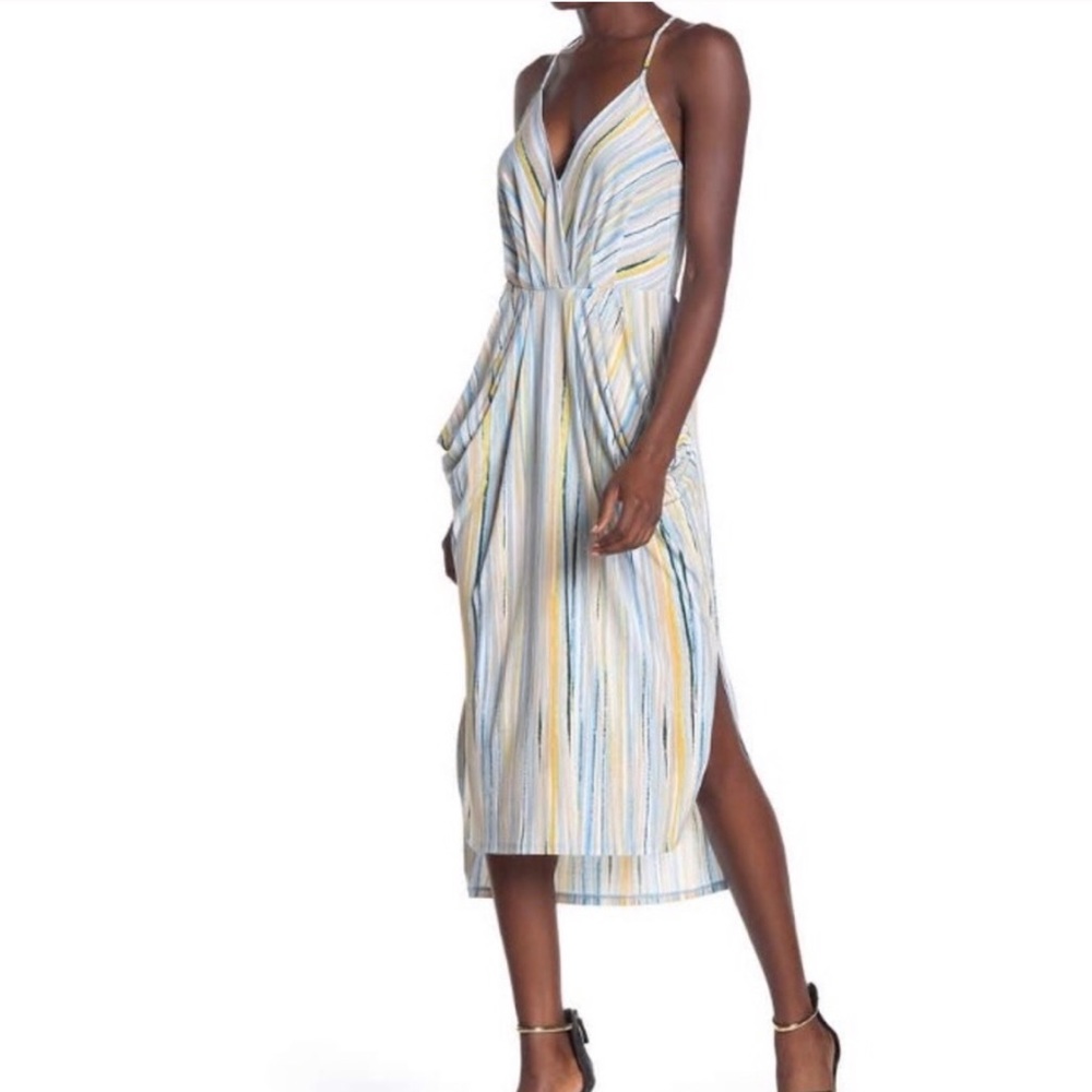 NWT Bcbgeneration Blue Yellow White Midi Dress F